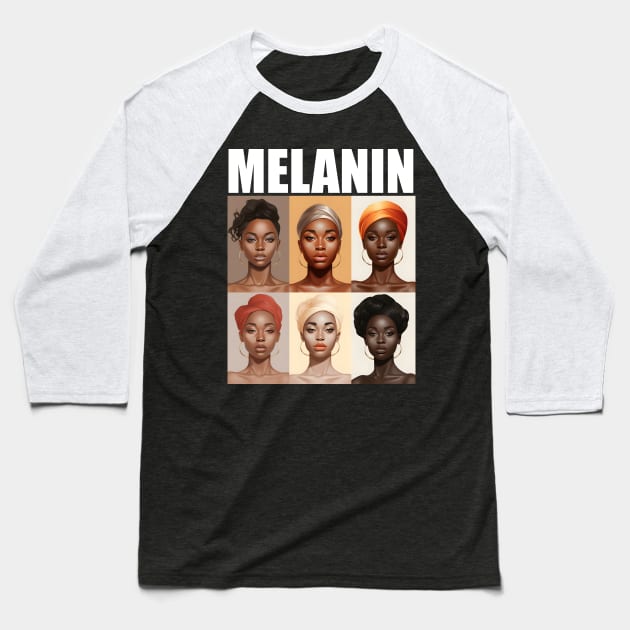 Melanin Afrocentric Black Pride Afro Women Baseball T-Shirt by Merchweaver